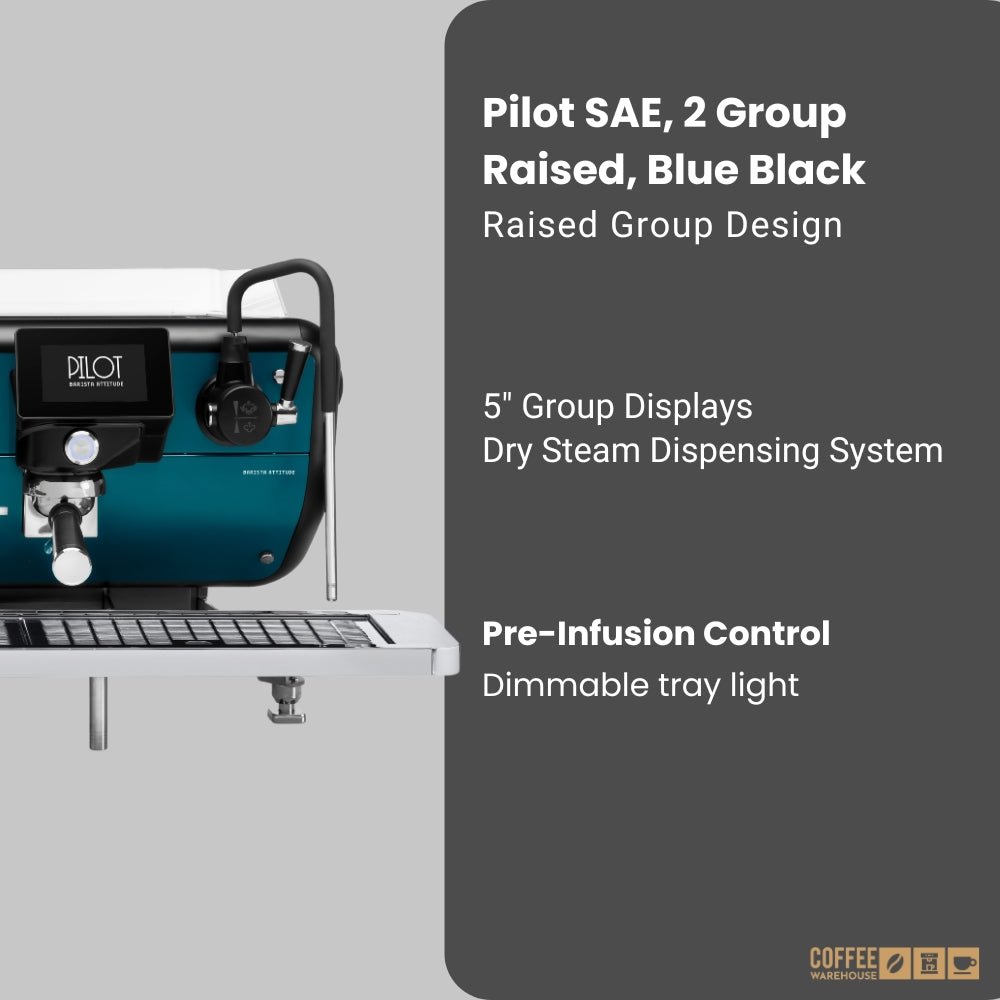 Barista Attitude Pilot SAE 2 Group Raised Espresso Machine – Blue & Black - Image 2