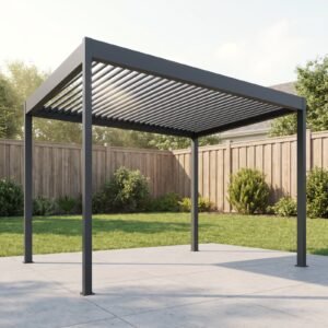 Aluminum Louvered Pergola 10 x 13 ft, Charcoal