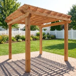 Cedar Wood Freestanding Pergola 10 x 10 ft