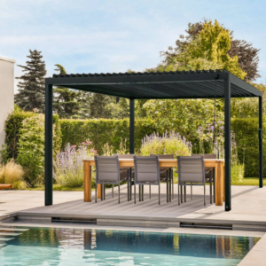 16 x 10 ft Galvanized Steel Louvered Pergola