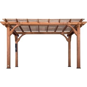 14 x 10 ft Dark Walnut DIY Pergola with Electric Outlets