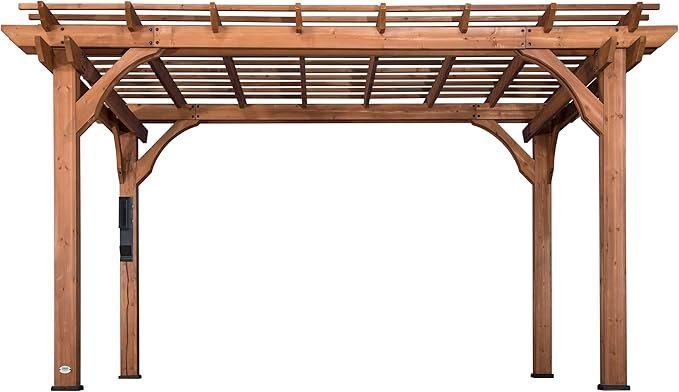 10 Ft. X 14 Ft. Traditional All Cedar Wood Outdoor Patio Pergola Shade Structure