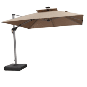 Double-Top Solar LED Square Patio Umbrella