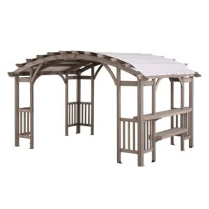10 x 14 ft Light Grey Cedar Arched Pergola
