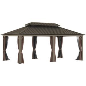 12 x 20 ft Hardtop Gazebo with Double Roof