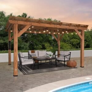 14 x 10 ft Contemporary Steel Pergola