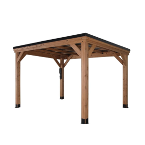 12 x 9.5 ft Slope-Roof Cedar Gazebo with Built-In Power Outlets