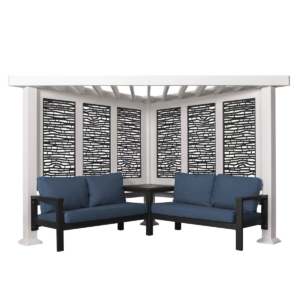 Traditional Cedar Pergola with Built-In Conversation Seating